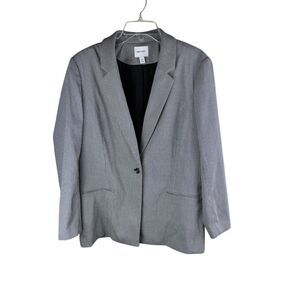Nine West Womens The Relaxed Blazer XL Houndstooth Black Gray Preppy NEW